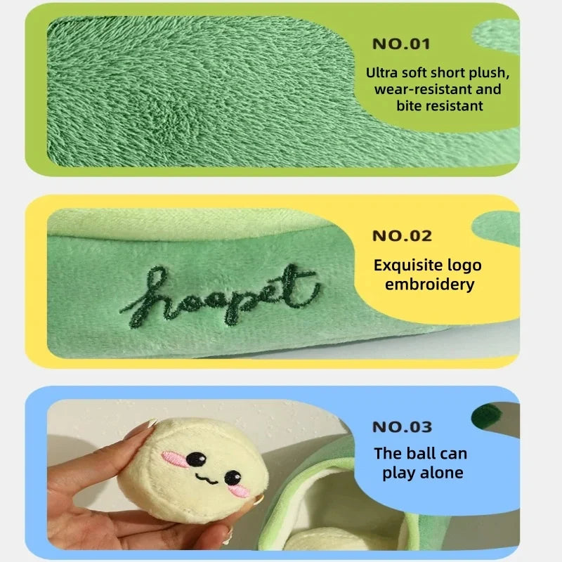 Soft Plush Pea Pod Pet Foraging Toy Squeaky Bite Resistant Teeth Grinding Anxiety Relief Interactive Puppy Training Accessory
