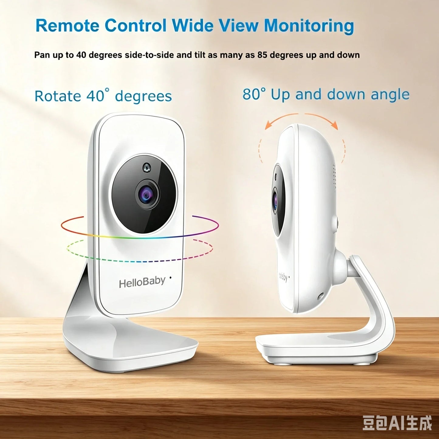 HelloBaby HB050 Baby Monitor, 5.0'' Diagonal Color Screen, Two-way Talk, Crying Detection, Infrared Night Vision, Temperature Detection, 2x Digital Zoom, Lullaby Playing
