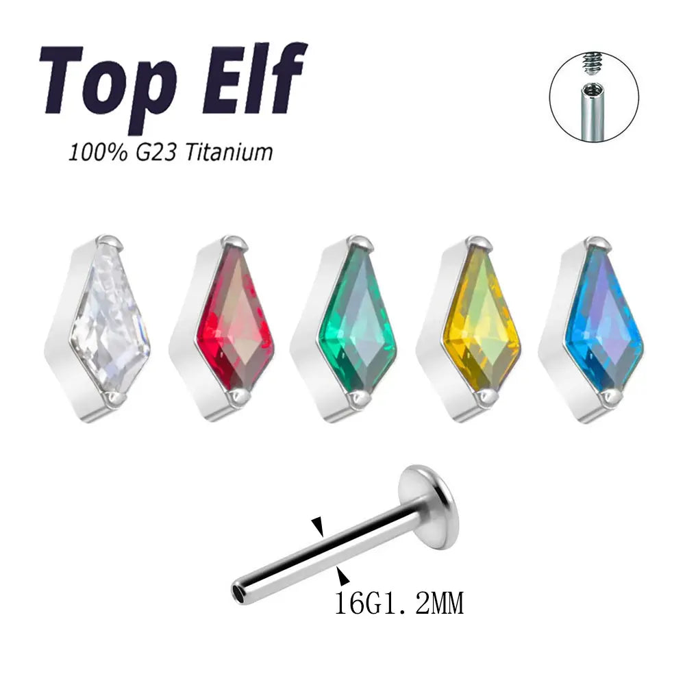 Top Elf ASTM F136 Implant Grade Titanium CZ Zircon Internal Threaded Ear Tragus Piercing Body Jewelry