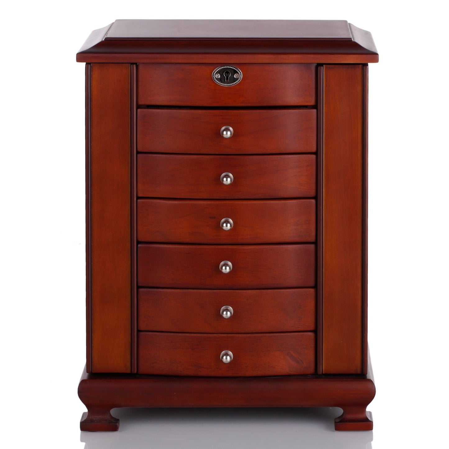 ROWLING Fashion Large Classic Wooden Storage Boxes&amp;Bins Luxury Jewellery Box Earring Bracelets Organizer 6 Drawers Mirror MG010