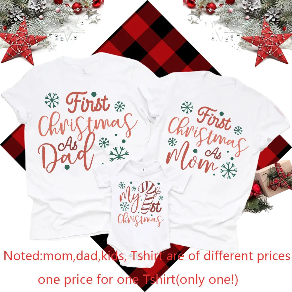 Family Matching Outfits Christmas Print Dad Mom Baby Romper Family Clothes Christmas Family Gift Set