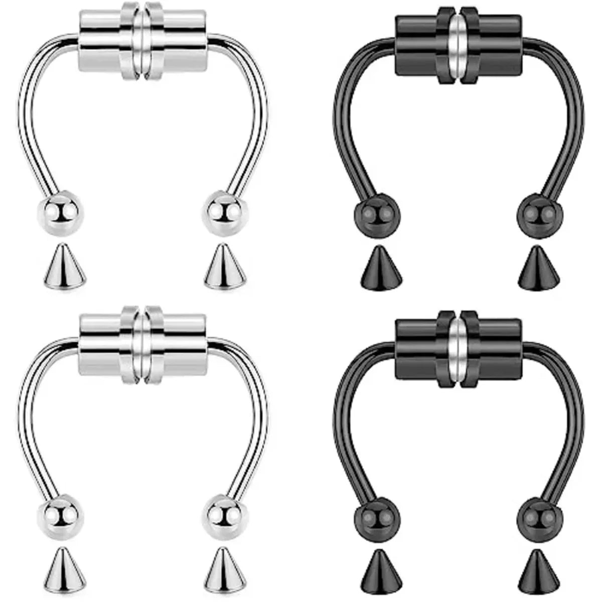 1/2/3/4/5pcs Fake Magnetic Stainless Steel Nose Rings, Non Piercing