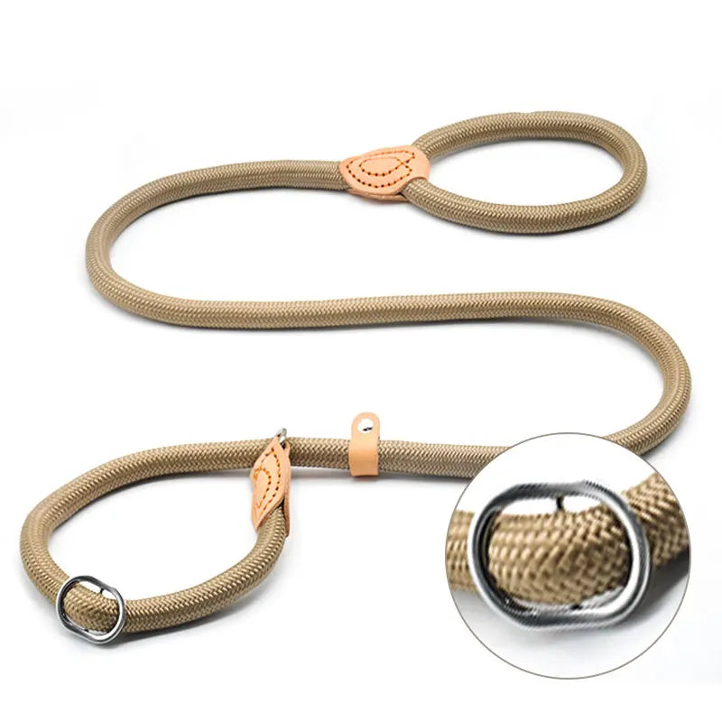Dog training collar anti riot nylon hand P rope extended thickened unbreakable hand training dog round rope large dog P chain
