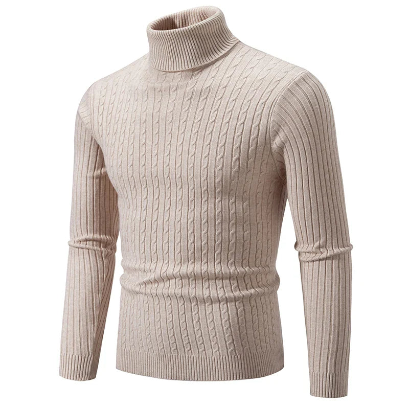 New Men High Neck Sweater, Solid Color Pullover Knitted Warm Casual Turtleneck Woolen Winter Outdoor Tops.