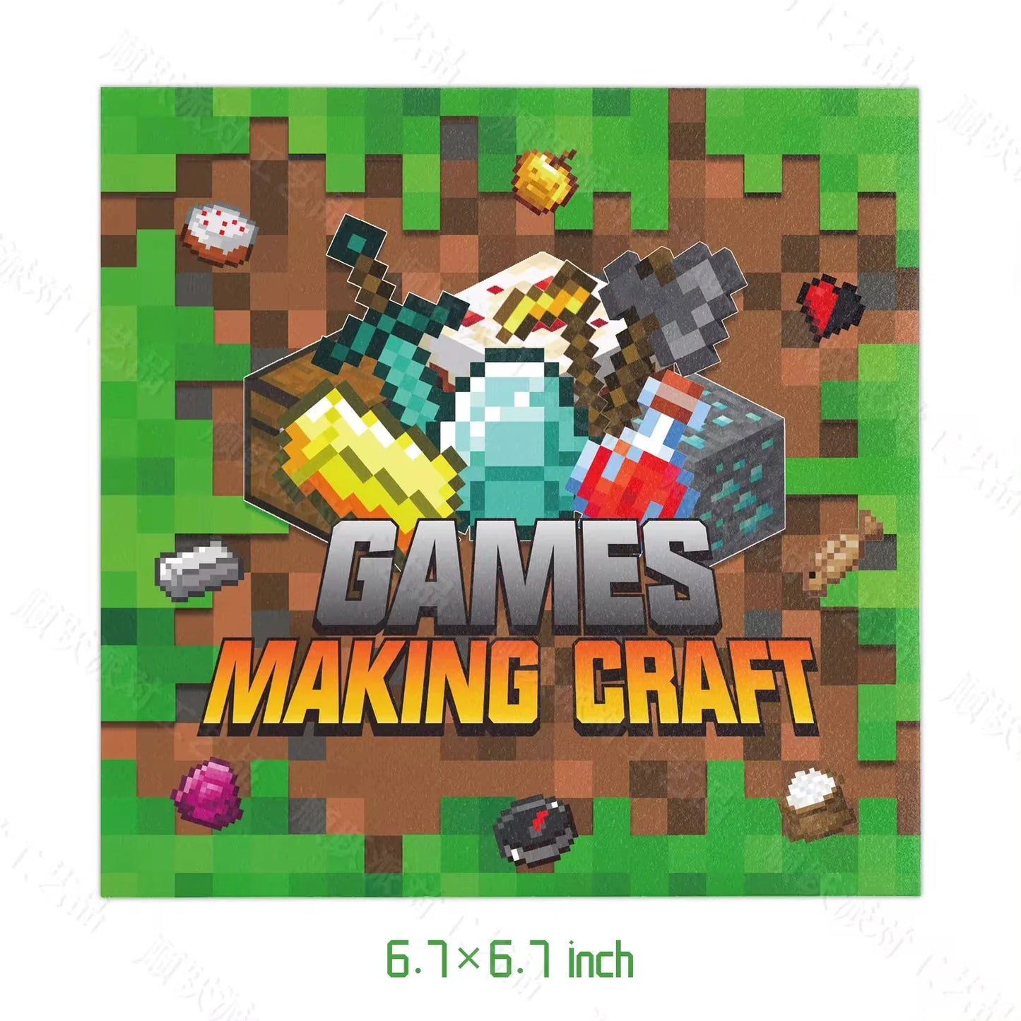 Miner Crafting Pixel Video Game Party Decor Disposable Tableware Cup Plate Tablecloth Balloon Baby Shower Kid Boy Party Supplies