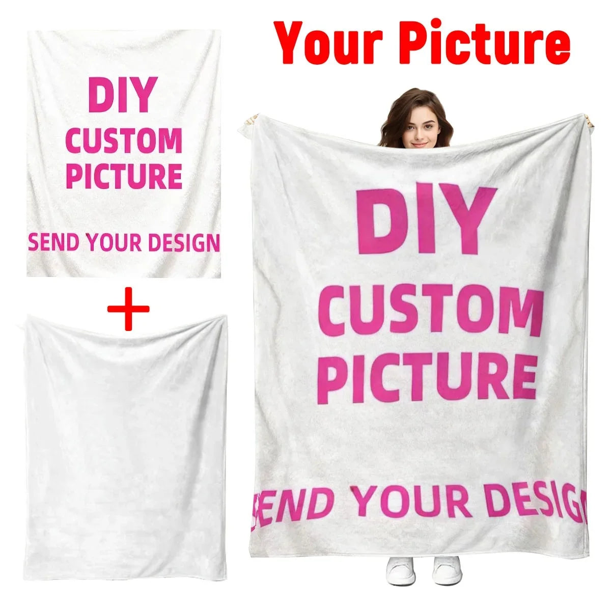 Customized Winter Personalized Thick Flannel Blanket with Warm Photo Print Ultra Soft Warmth Multi-Functional for Sofa Bed Office