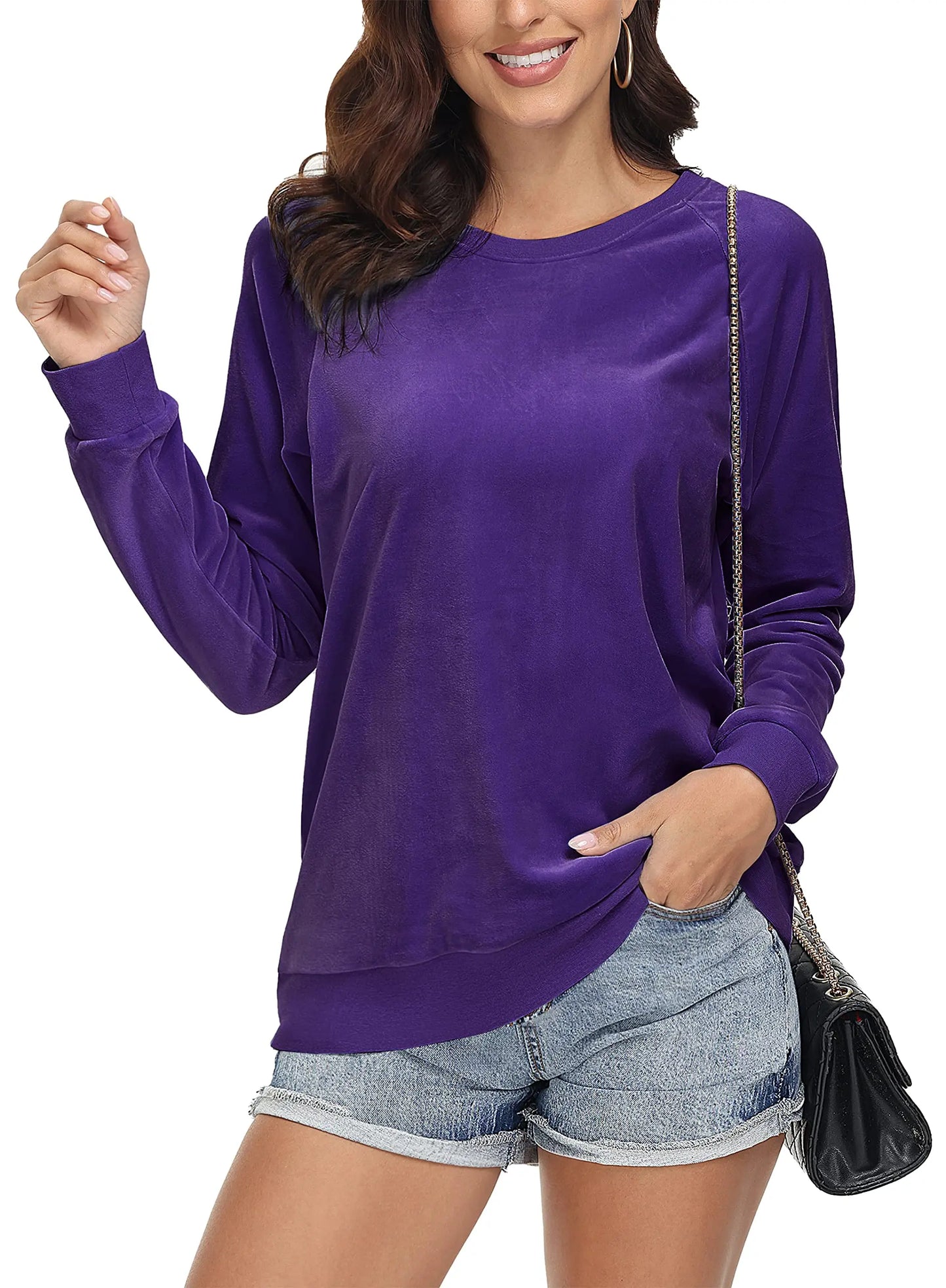TACVASEN Spring Lightweight Crew Neck Pullover Womens Casual Soft Fuzzy Sweatshirts Warm Hoodies Sweet Streetwear Sports Tops