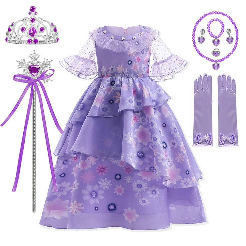 Halloween Girls Disney Encanto Isabela Princess Dress Baby Girls Isabela Cosplay Costumes Carnival Birthday Party Clothings