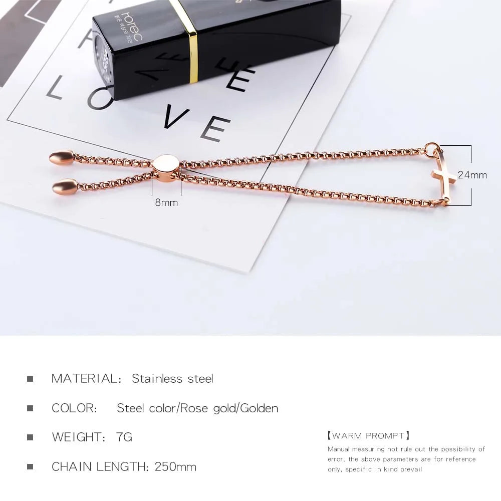 Lokaer Simple Student Cross Bracelet Friendship Jewelry Birthday Gifts Stainless Steel Women's Charm Bracelet Box Chain B17097