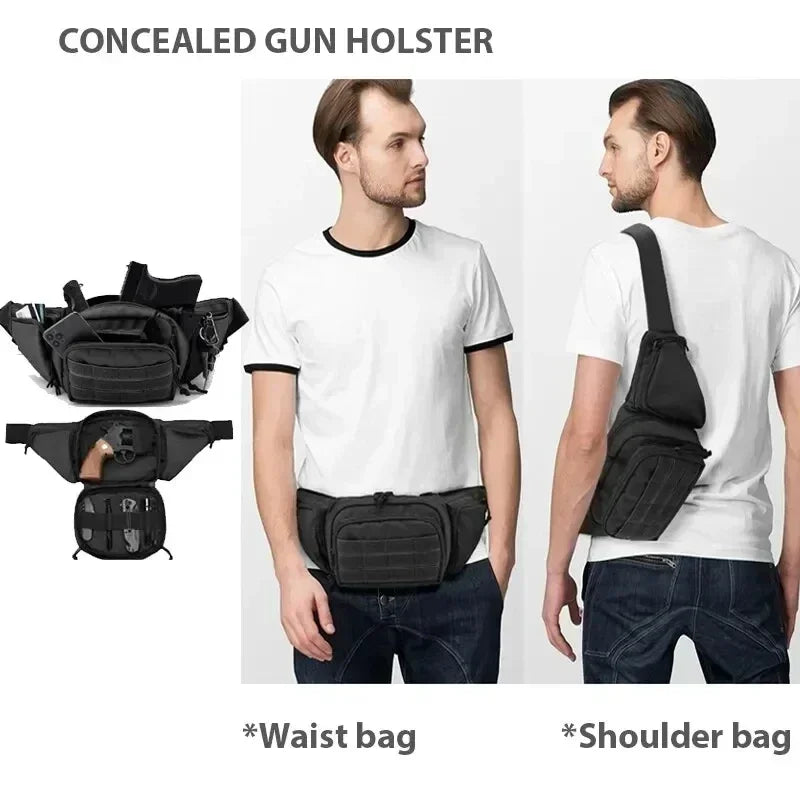 Men Nylon Shoulder Hiking Mobile Phone Bag. Multi-function Waist Pack High-capacity  Bag.