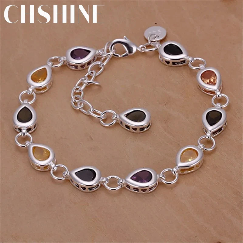 Wholesale 925 Sterling silver Noble charm Bracelets Zircon chain crystal Jewelry fashion for women wedding lady cute