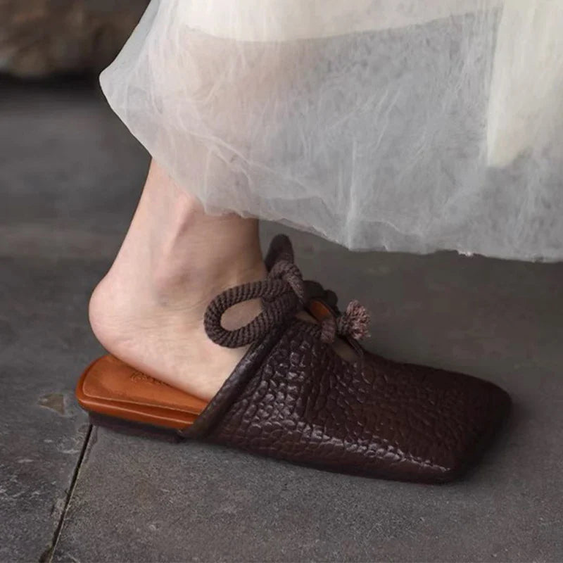 Square Toe Flats Slippers Women Designer Mules Shoes Fashion Casual Sandals 2025 Summer Slingback Flip Flops Sandalias De Mujer