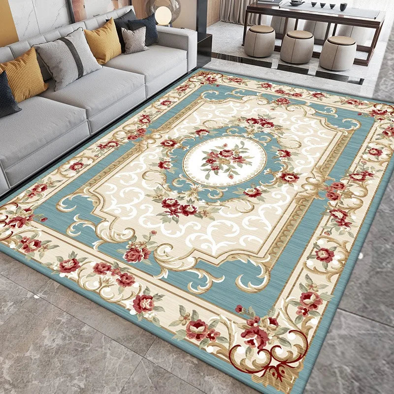 Retro Nordic Ethnic Style Flowers Carpet Living Room Sofa Bedroom Study Kitchen Entrance Rug Non-slip Light Luxury Decor Mat