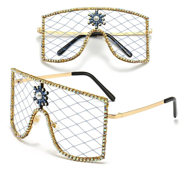 Luxury Diamonds Steampunk Sun Glasses Women Men Oversized Rhinestone Spectacles DIY Trends Personality Eyewear De Sol Oculos