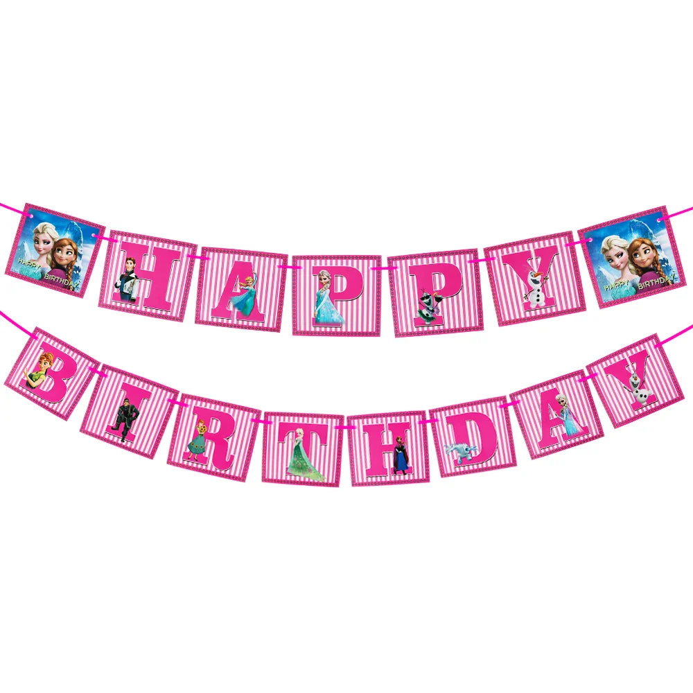 Frozen Anna Elsa Princess Birthday Party Decorations Balloon Disposable Tableware Party Supplies