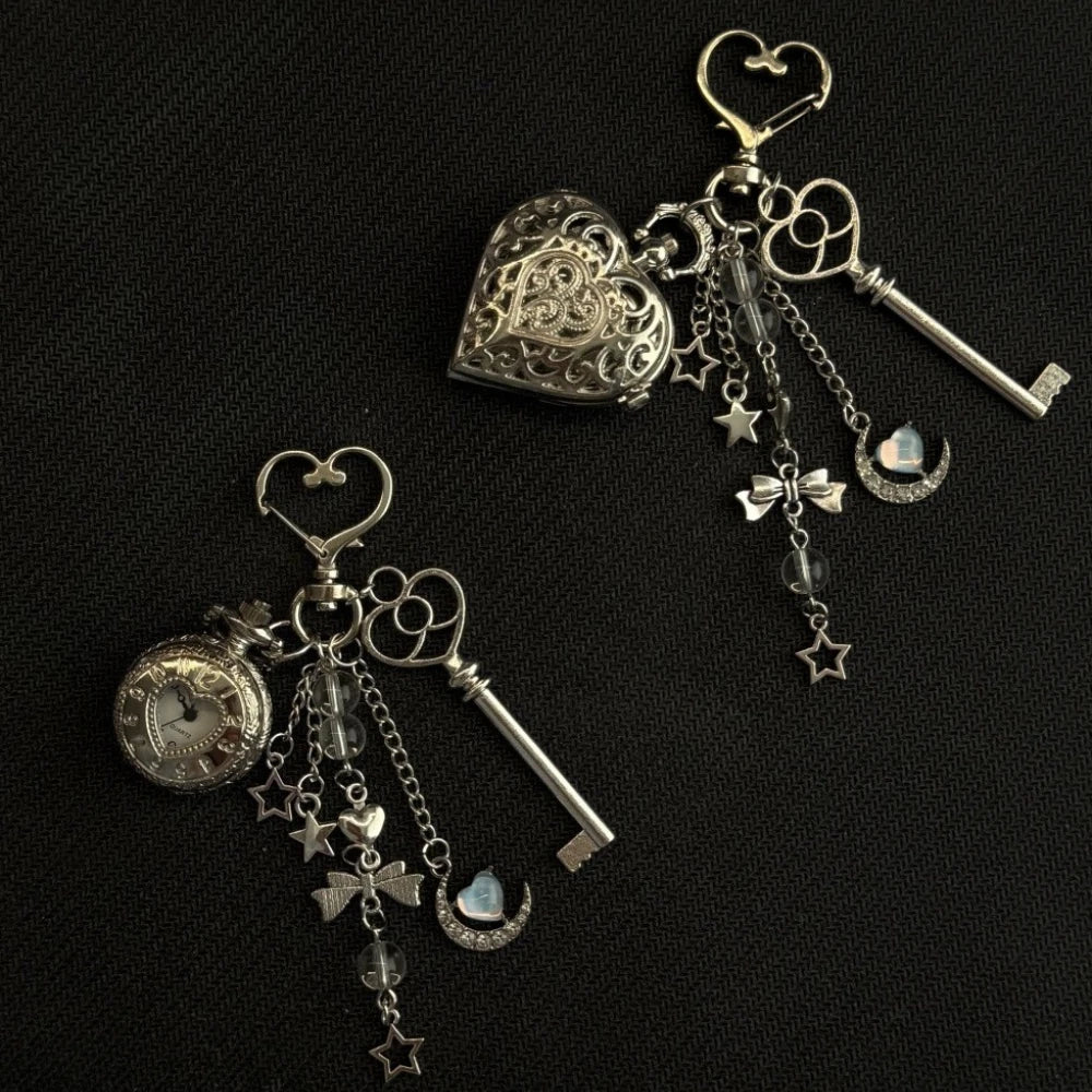 Original Hollow Heart Pocket Watch Chain Keychain Design Steampunk Clock Vintage Necklace Pendant Jewelry Watch Men Women Gift