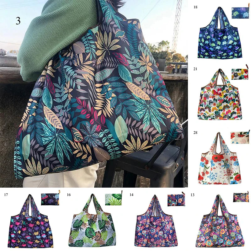 Foldable Large Shopping Storage Bags For Groceries Recyclable Grocery Tote Pouch Eco-Friendly Heavy Duty Washable Shopper Bag