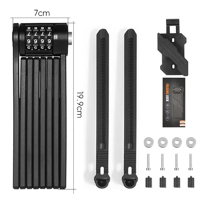 WEST BIKING Foldable Bike Lock Portable Anti-Theft Security Folding Padlock for MTB Road Bike E-bike Scooter Bicycle Accessories