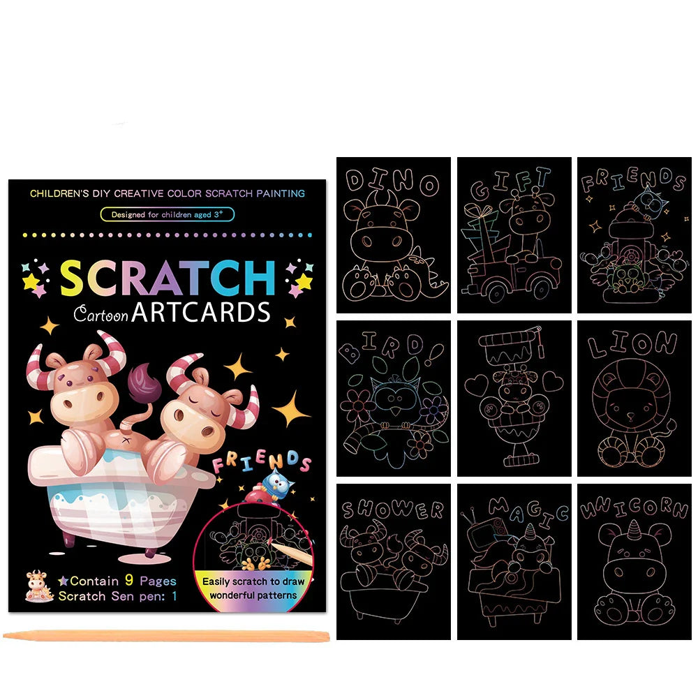 10Pcs Magic Scratch Off Art Craft Supplies Kits for Kids Girls Boys Party Game Christmas Birthday Gift