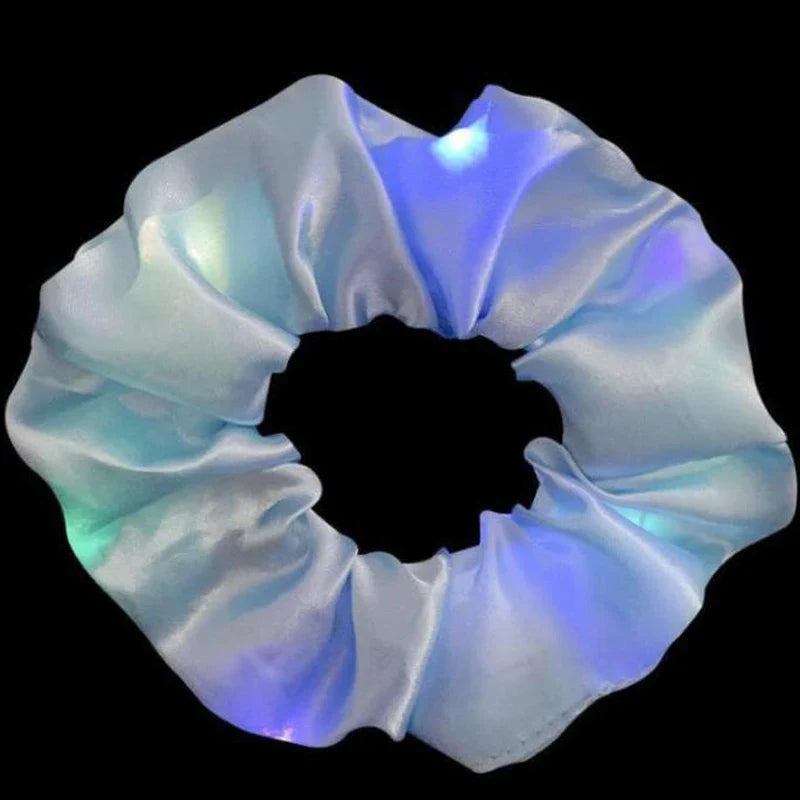 Colorful LED Hair Scrunchies Light Up Hair Bands Elastic LED Light Women Girls Hair Ties for Halloween Christmas Glow Part