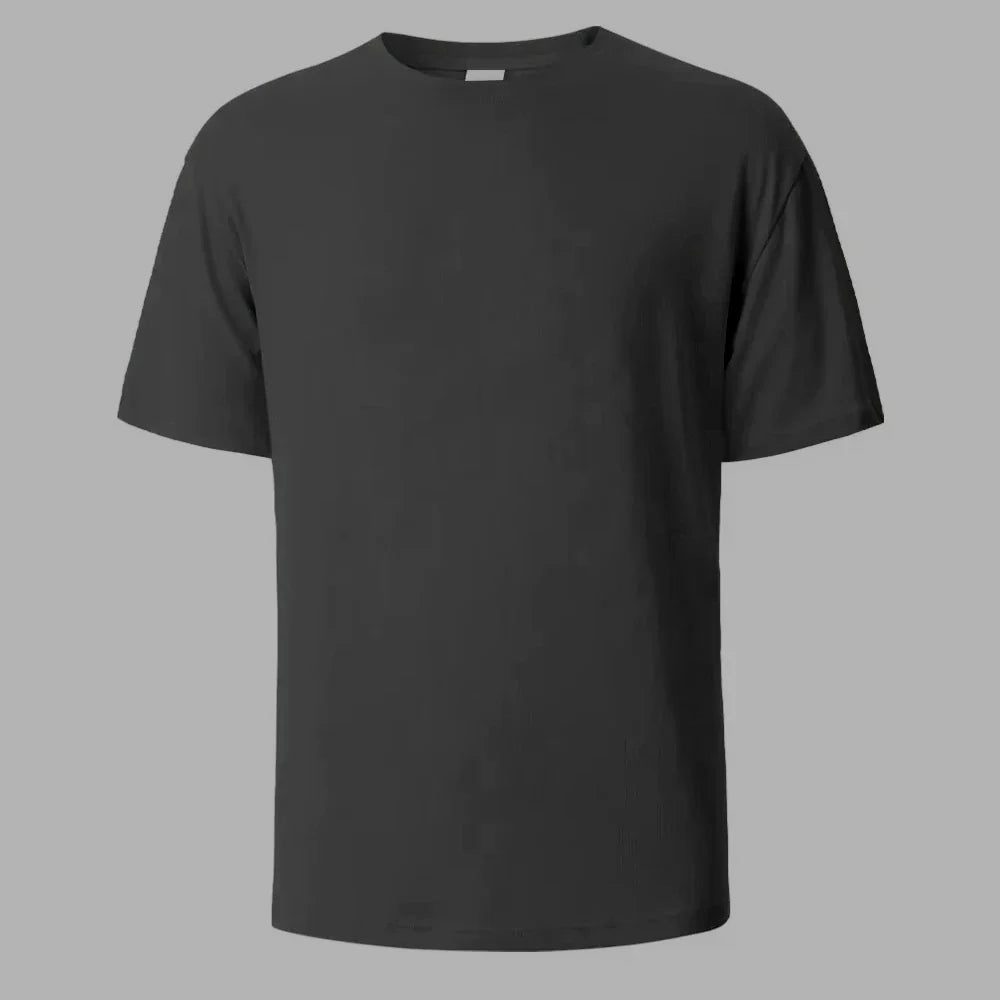 500/300g Heavy-duty White Pure Cotton T-shirt, Thickened Threaded Round Neck Short Sleeves.