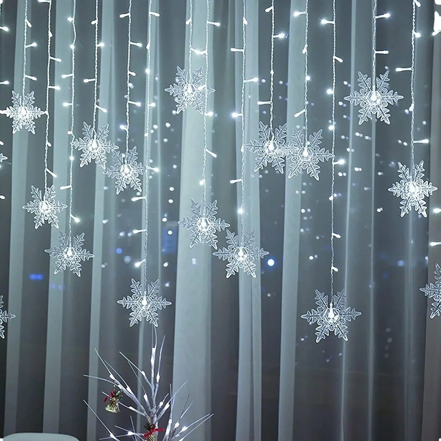 Christmas Snowflakes LED String Lights Flashing Fairy Curtain Lights Waterproof For Holiday Party Wedding Xmas Decoration