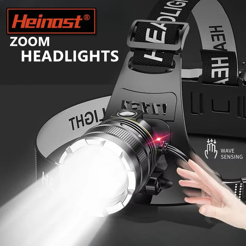 Powerful Headlamp 2*18650 Battery Rechargeable High Power LED Head Flashlight Fishing Head Lantern Professional Front Light