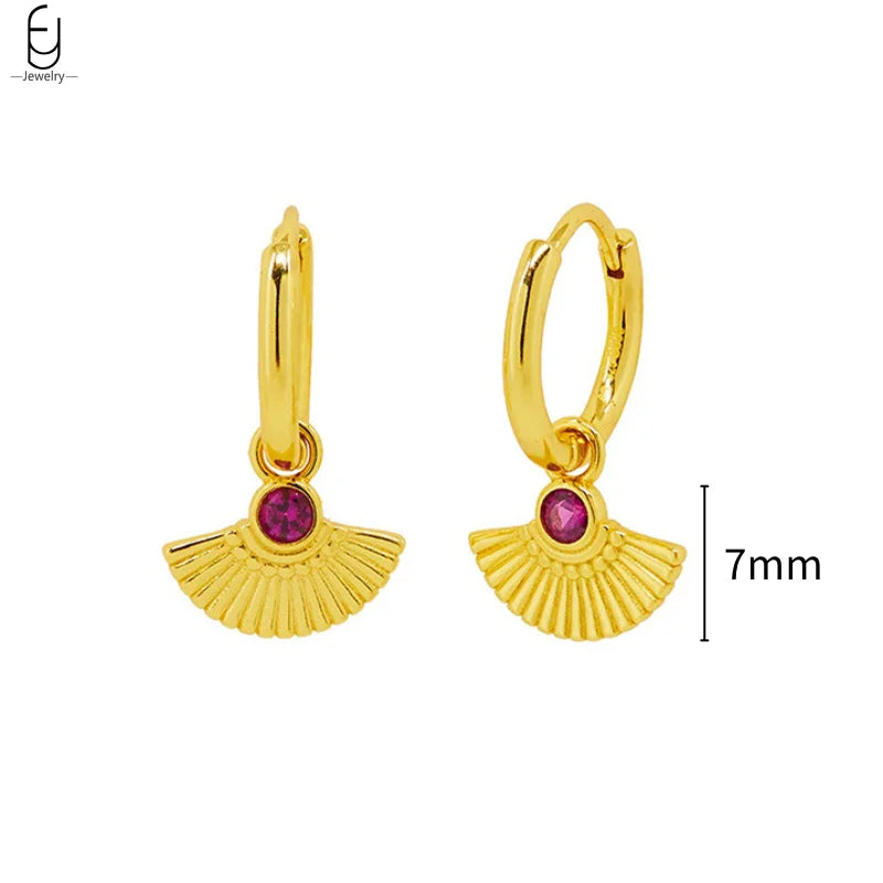 925 Sterling Silver Needle Rose Red Crystal Stud Earrings For Women Water Drop/Heart Pendant Gold Earrings Fashion Jewelry Gifts