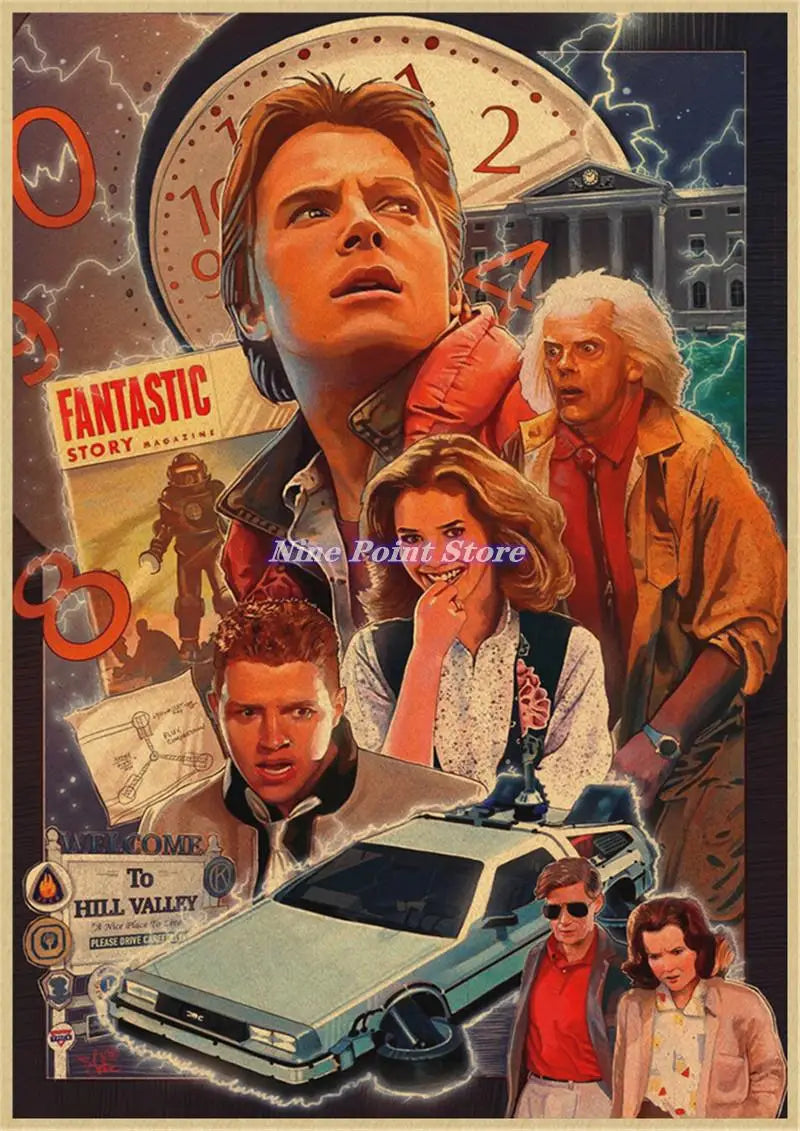 Back to The Future Retro Kraft Poster Decorative DIY Wall Canvas Sticker Home Bar Art Posters Decor