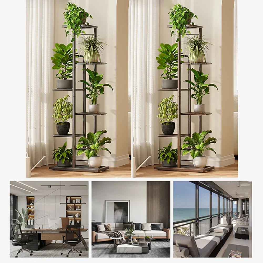 Multi-Tier Rolling Plant Stand, 3 Tier Metal Plant Shelf with Wheels, Space-Saving Plant Organizer for Balcony, Living Room, Kit