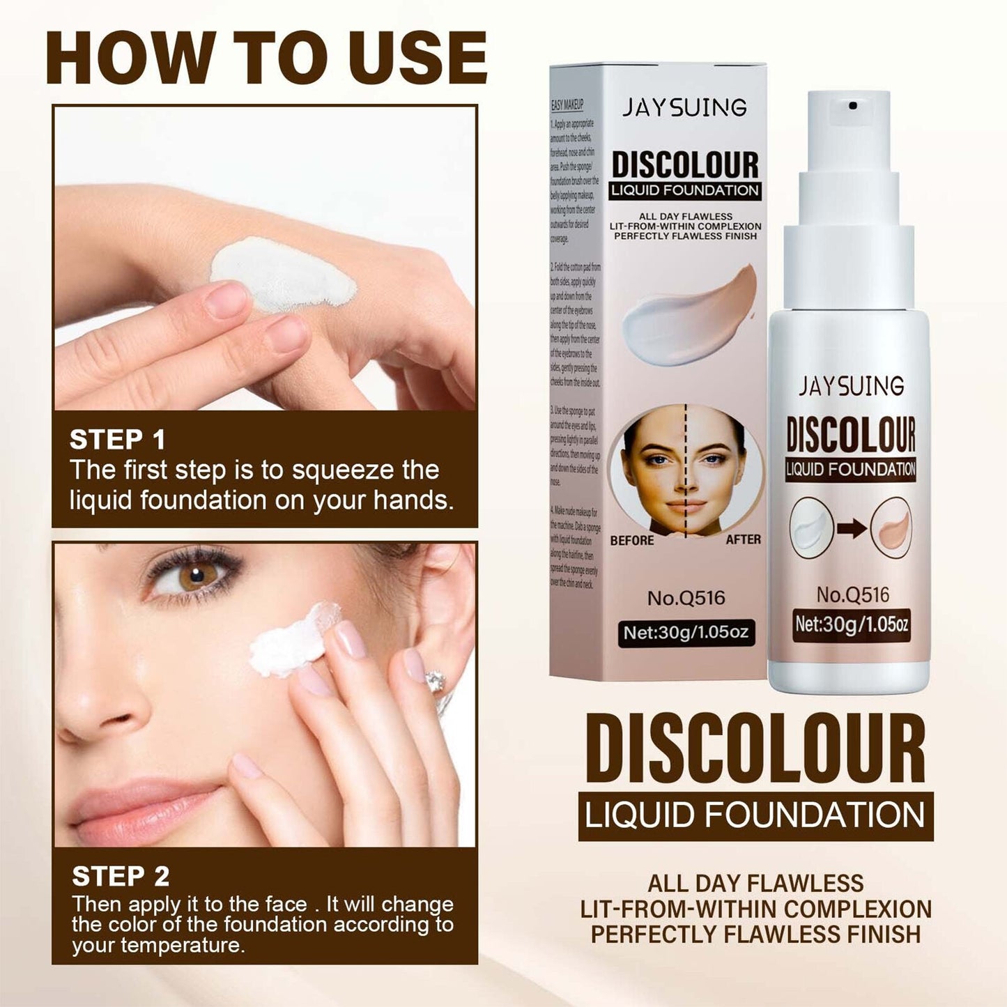 Liquid Foundation For Women Moisturizing BB Cream Makeup Cosmetic With Color-Matching Formula Infallible Concealer Liquid Cream