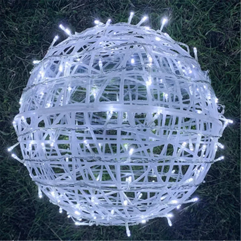 LED String Lights Christmas Tree Decoration 30CM 20CM Rattan Ball Hanging Lamp Holiday Wedding Fairy Garland Light Outdoor Home