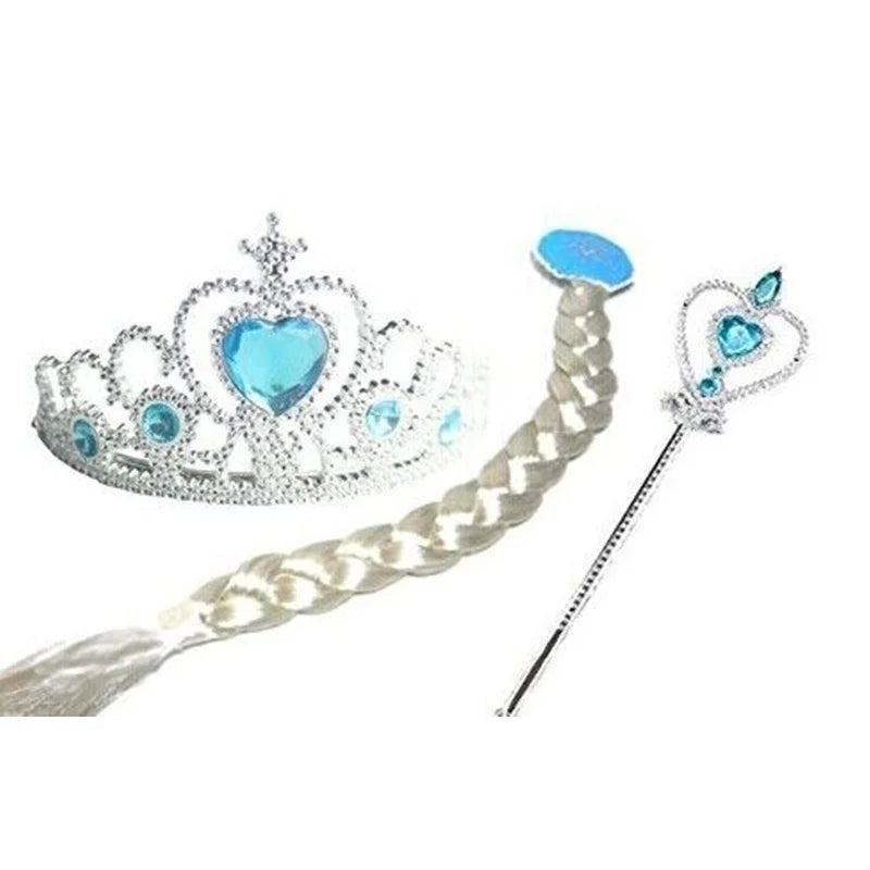 Girls Elsa  Kids Princess Accessories Set 2Pcs Crown Crystal Magic Stick for Child Cospaly Performance Costume Birthday Gifts