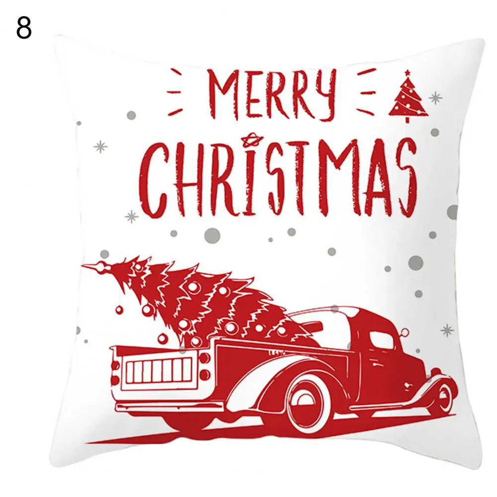 Useful Christmas Pillow Cover Smooth Christmas Pillowcase Breathable Christmas Sofa Chairs Pillow Cover  Skin-friendly