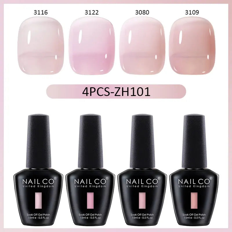NAILCO 4pcs 15ml Autumn Winter Translucent Color Gel Nail Polish Jelly UV Nails Gel Polish Kit Esmalte Paint Nail Art