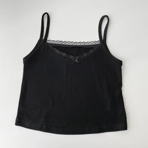 Camisole women's tops Summer short tops 2021 new Vintage lace slim warm joker ladies bottoming cute tops for women Camis