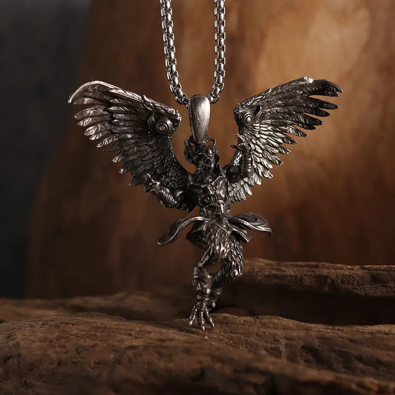 Gothic Wings Grim Reaper Pendant Half Body Skull Necklace Biker Punk Rock Jewelry Halloween Gift