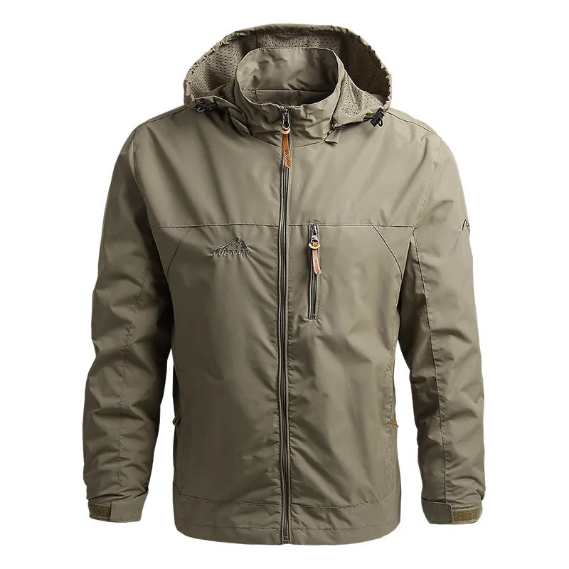 Windbreaker Men Tactical Jacket Waterproof Hooded Coat Size S-5XL