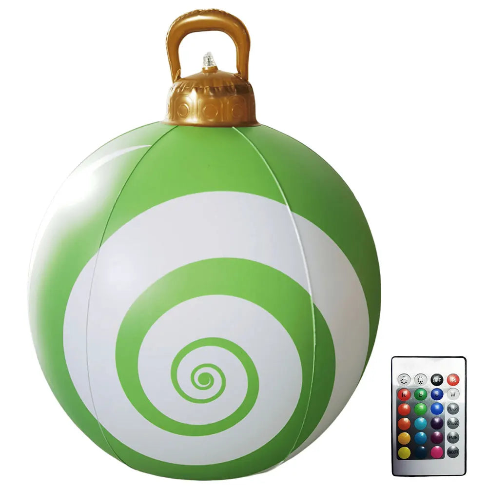 60cm PVC Inflatable Christmas Balls Toys Light Up Giant Christmas Inflatable Ball Xmas Tree Ornaments Christmas Decoration 2024