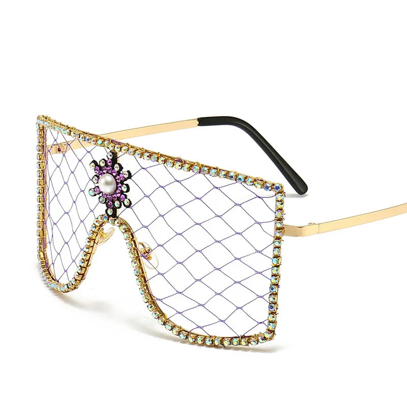 Luxury Diamonds Steampunk Sun Glasses Women Men Oversized Rhinestone Spectacles DIY Trends Personality Eyewear De Sol Oculos