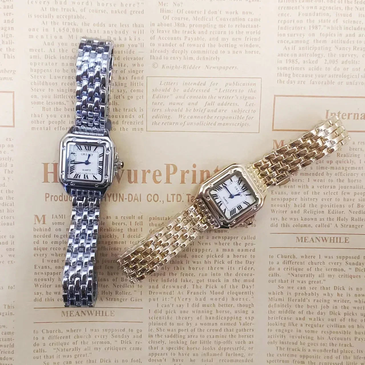 Luxury Fashion Square Women's Watches Brand Ladies Quartz Wristwatch Classic Silver Simple Femme Steel Band relogio feminino