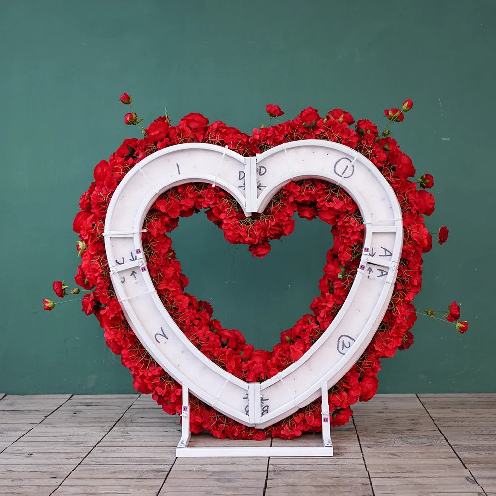 Heart Shaped Artificial Flowers Wreath Proposal Wedding Decoration High-end Silk Red Rose Heart Sztuczne Kwiaty Decor FL2580