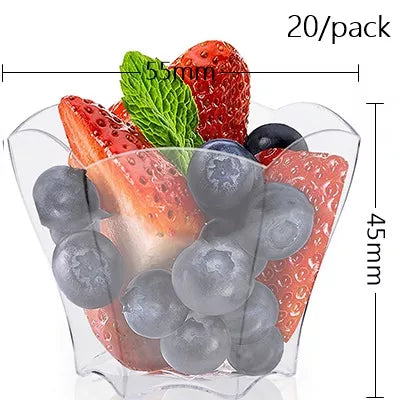 20 Pieces x Home Party Disposable Plastic Tableware Supplies, 70*44mm/60ml Petal Dessert Cake Bowl
