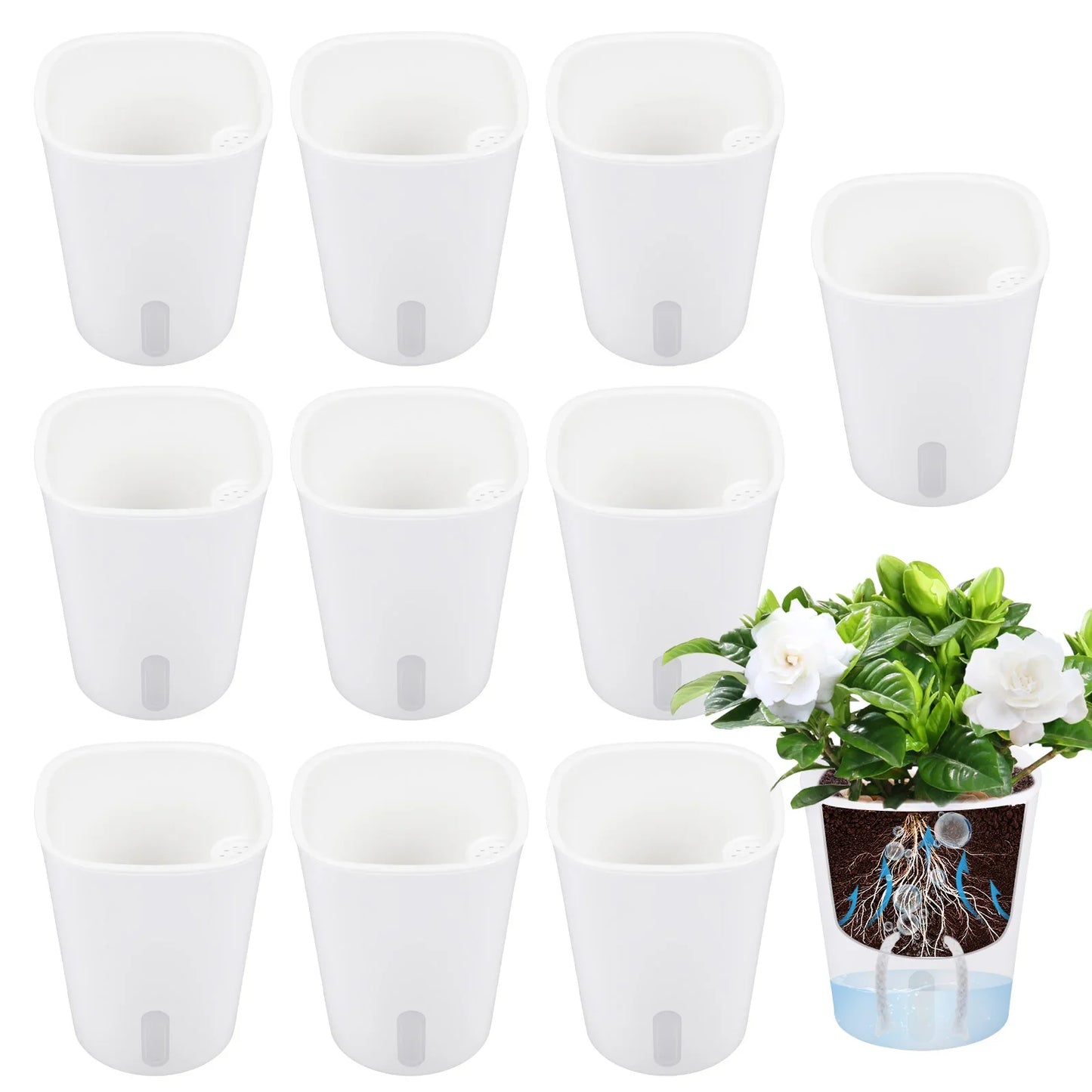 10 Pcs Self Watering Planter Lazy Hydroponic Flower Pot Plastic Translucent Self-absorbent Flower Pot Desktop Decoration
