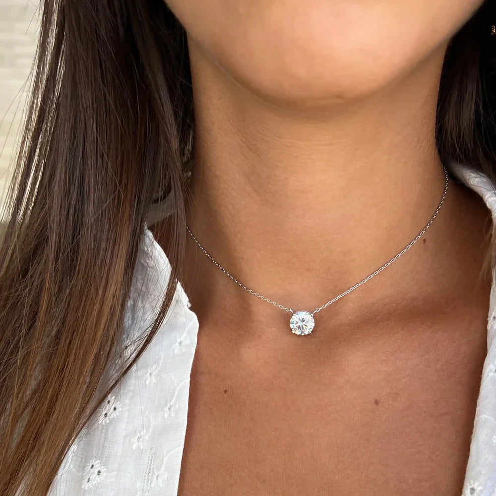 Stonefans Fashion Large Round Rhinestone Necklace Thin Chain for Women Simple Clavicle Necklace Choker Jewelry Accessories