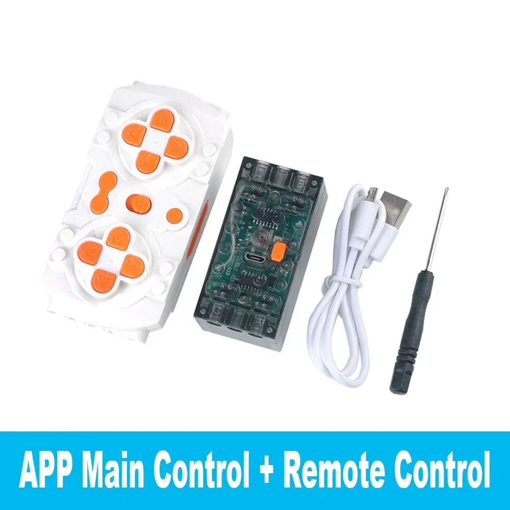 DIY MOC Remote Control Set Rechargeable Battery Box Blue-tooth M Motor Speed Control APP Program PF Building Blocks Modification
