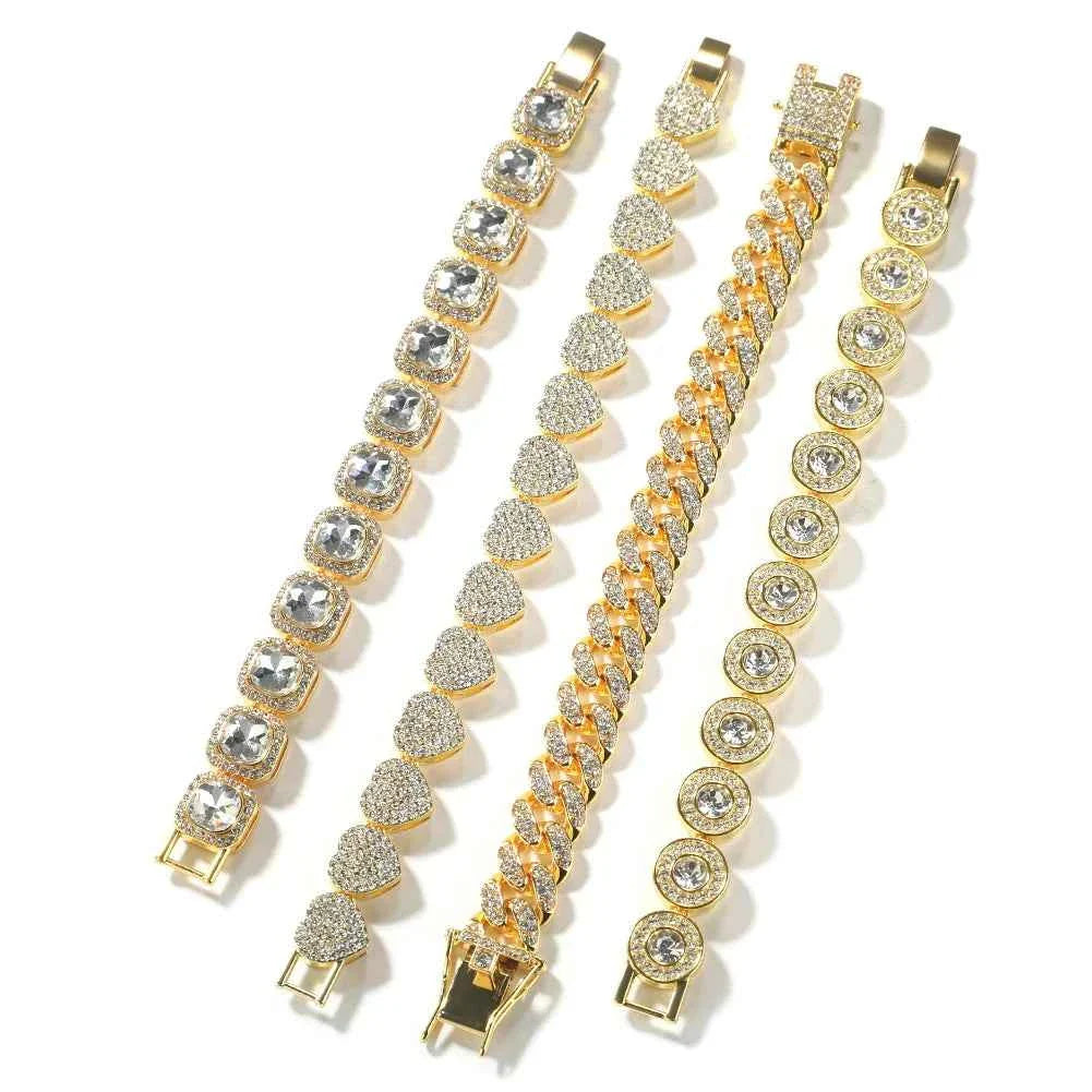 Pink Color Rhinestones Bracelets Set