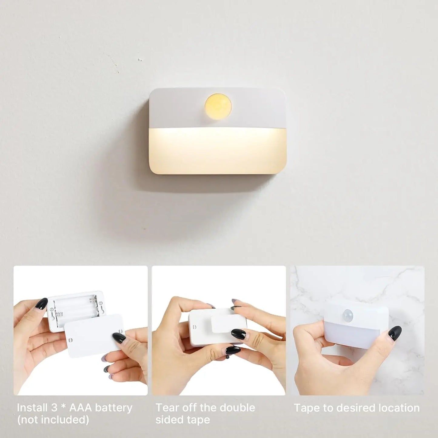 LED Night Light with Motion Sensor Cabinet Lamp Wireless Bedside Nightlight Battery Power For Bedroom Closet Stairs Lighting