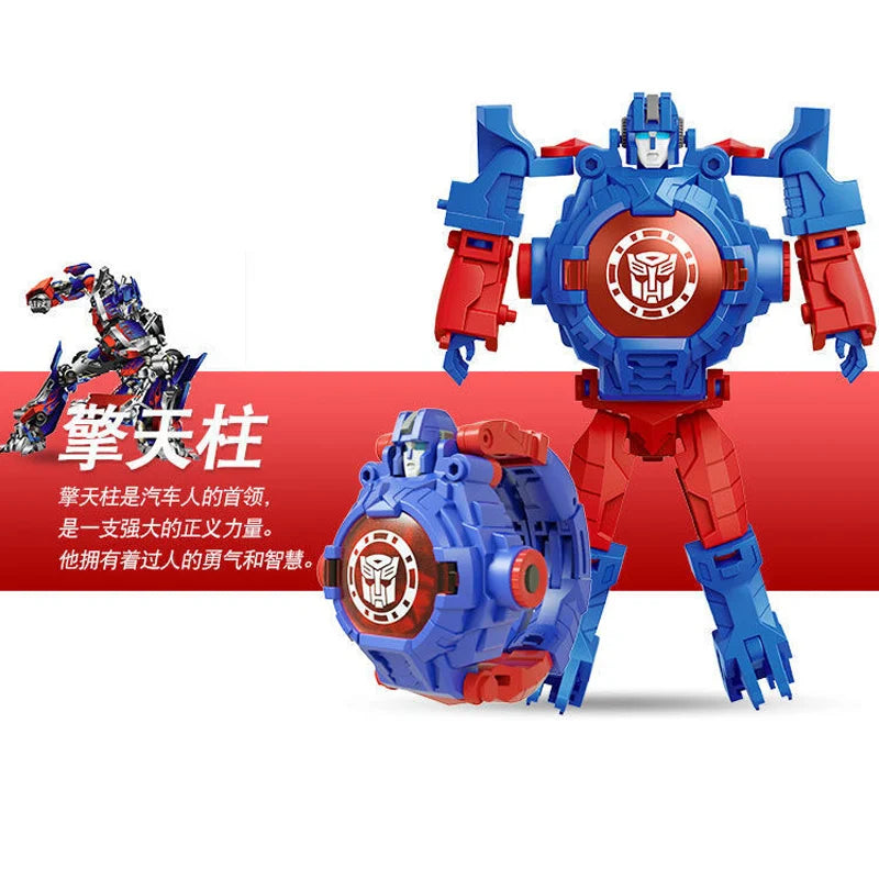 Children Watches Spiderman 24 Projection Patterns Toys for Boy Deformation Robot Projection Electronic Clock Kids Christmas Gift