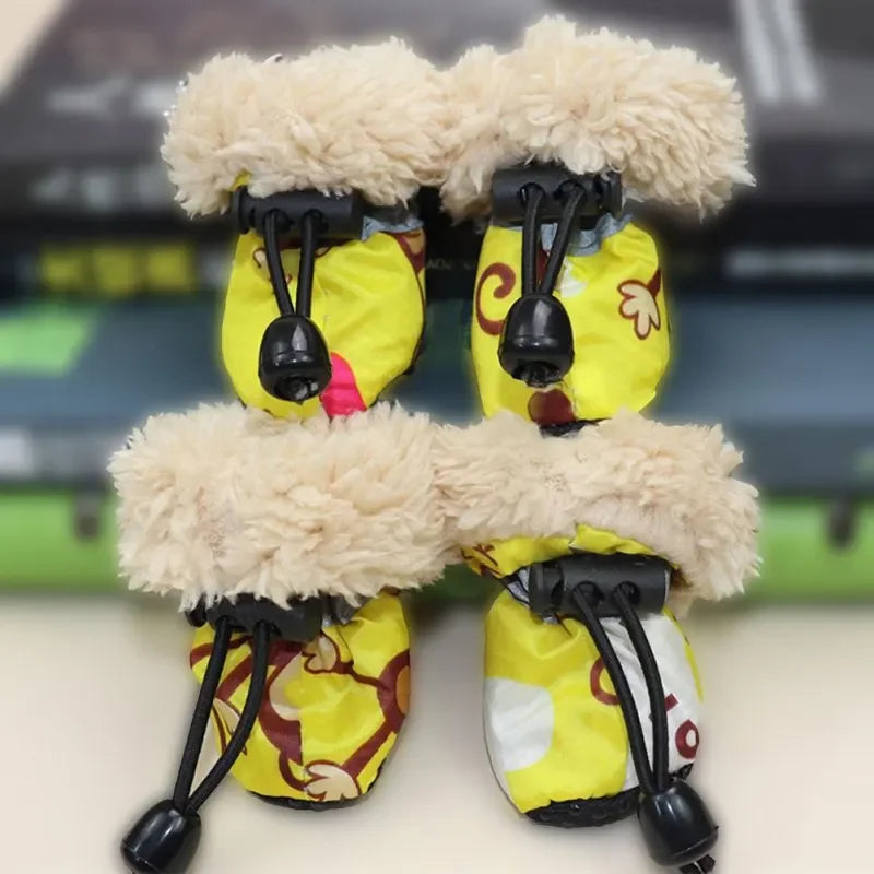 4PCS Dog Shoes Winter Super Warm Cotton Shoes Anti Slip Dog Boots Dogs Paw Protectors Puppy Shoes Pet Product Dog Accessories